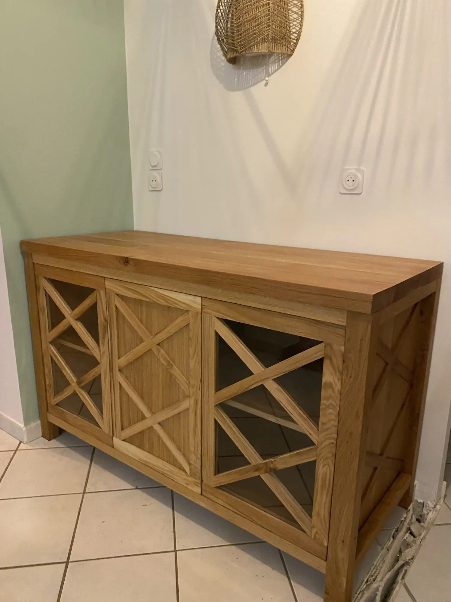 Buffet chêne et verre